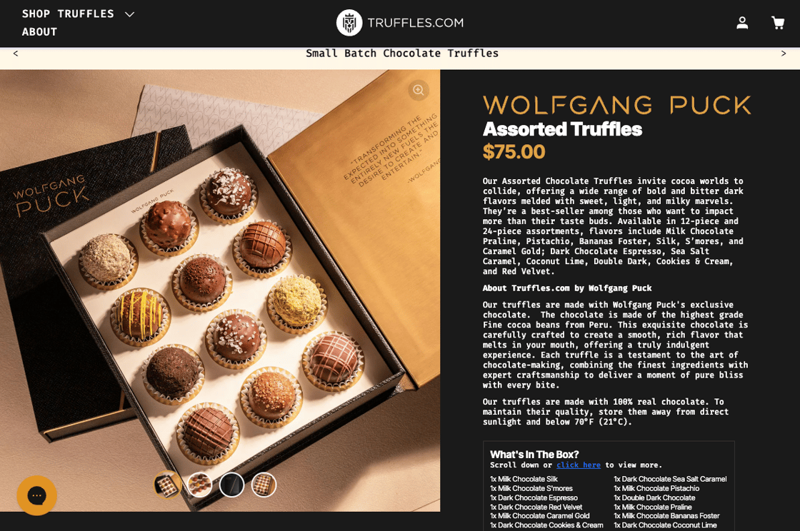 Product - Wolfgang Puck Truffles